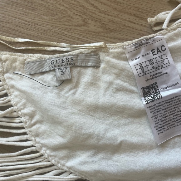 Guess tie-back macrame boho retro fringe halter crop XS - Picture 2 of 3